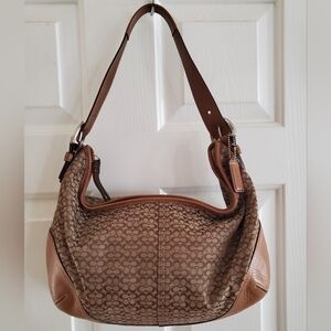 Coach Beige/Brown Signature Canvas and Leather Soho Hobo 6385 With Coach Dustbag
